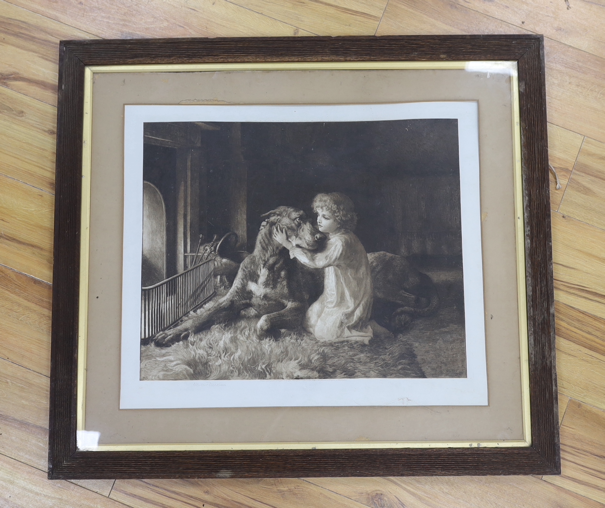 Herbert Dicksee (1862-1942), etching, 'Her First Love', signed in pencil, publ. 1896, 56 x 66cm